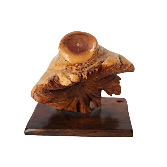 Vintage Hand-Carved Wooden Owl Bird Wood Burl Rustic Decor - Picture 3 of 7